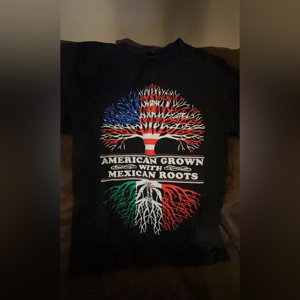 American Grown with Mexican Roots Black T-Shirt